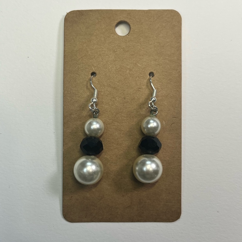 pearl and black beaded earrings!